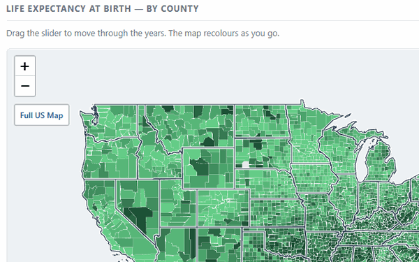 Life Expectancy — county map